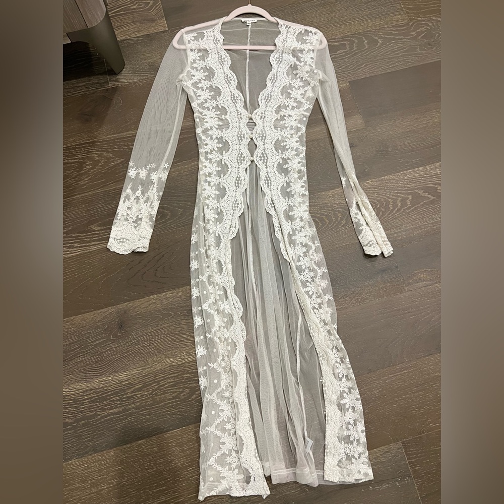 White laced cardigan